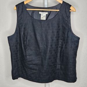 Plaza South Woman Black Sleeveless Tank Top Linen Cotton Blend 18W Plus Size